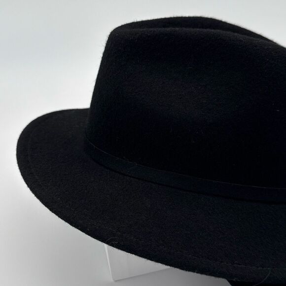 Vintage 1990s Black Wool Hat With Attached Scarf Women’s Medium Retro Winter Cap - Picture 8 of 14